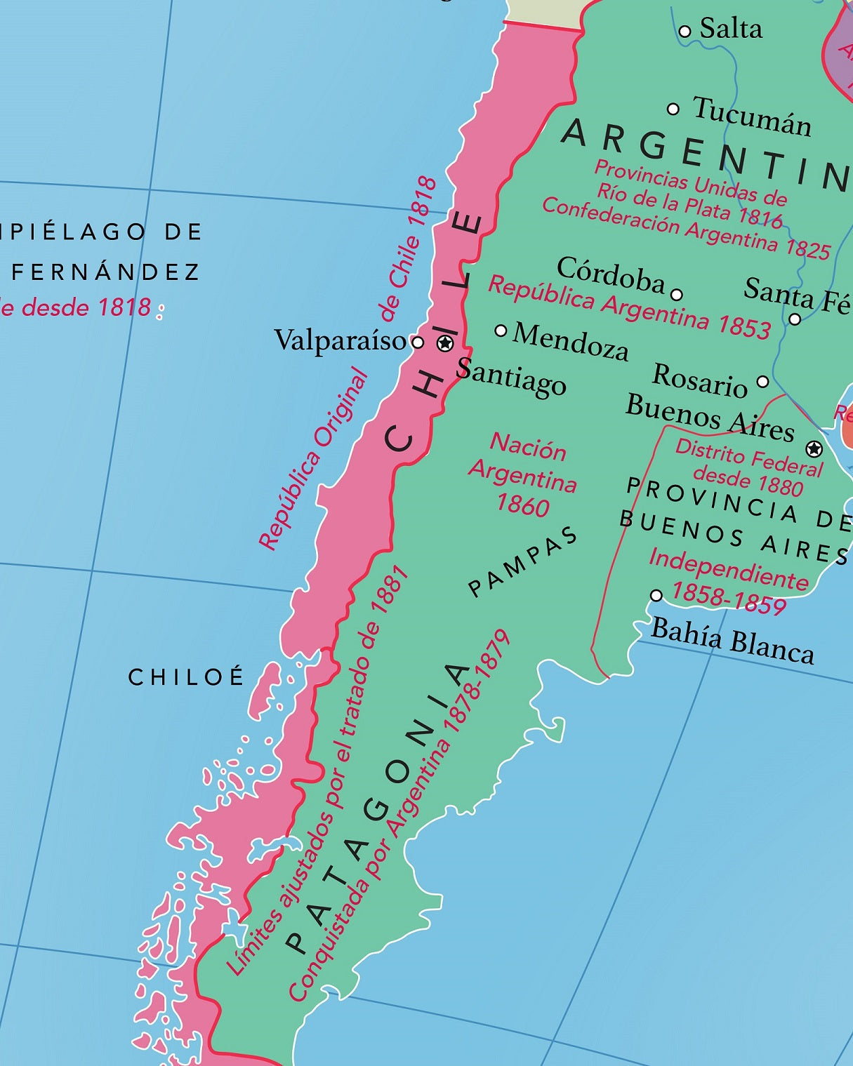 Mapa de Latinoamérica e Independencias - Lámina