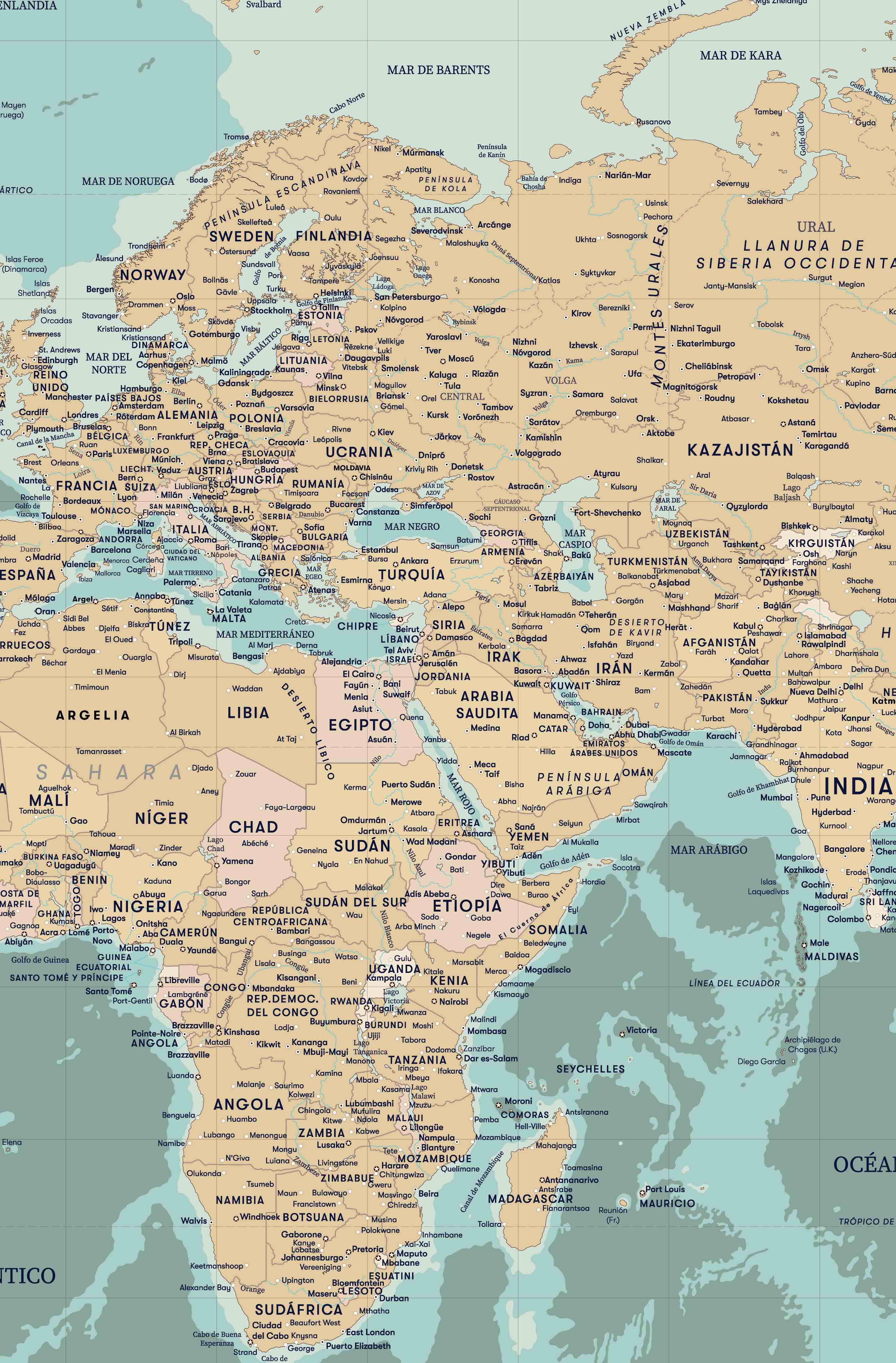 Mapa del Mundo Actualizado a Color - Deco Mural A PEDIDO