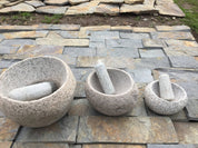Mortero XL de piedra de río (23 -25 cm). Incluye sal Herencia Colchagua y mazo.