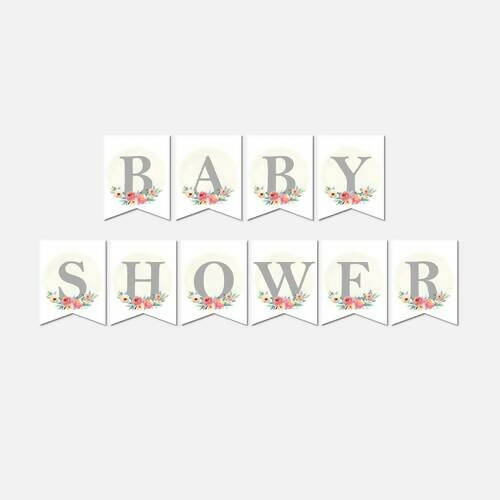 Banderín papel Babyshower flores