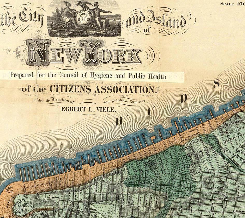 Mapa Plano de Nueva York en 1865 - Enmarcado - Mappin