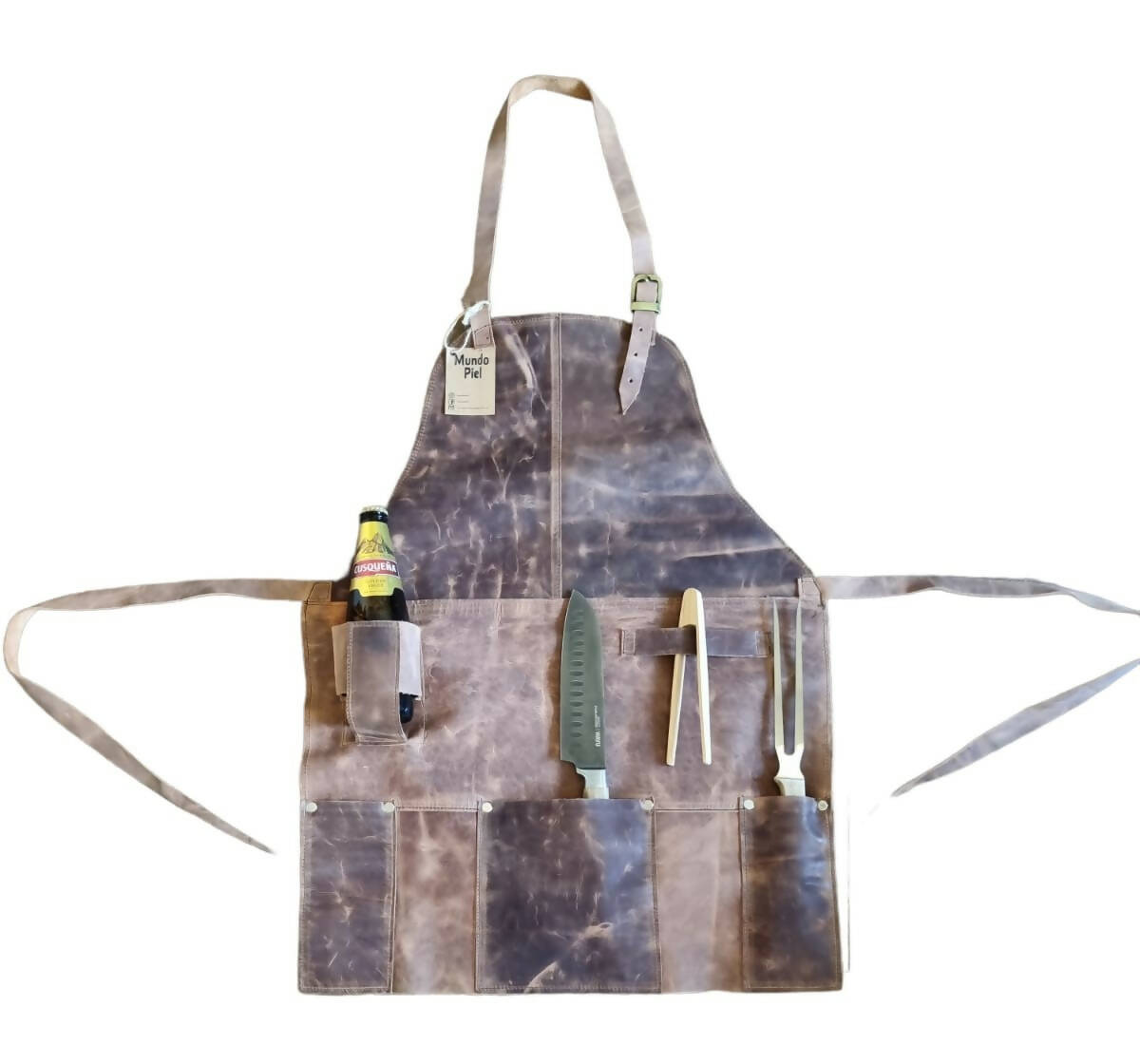 Pechera de cuero Diseño Unisex Café Oscuro