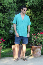 Camisa Bombay Verde Agua Lino y Viscosa