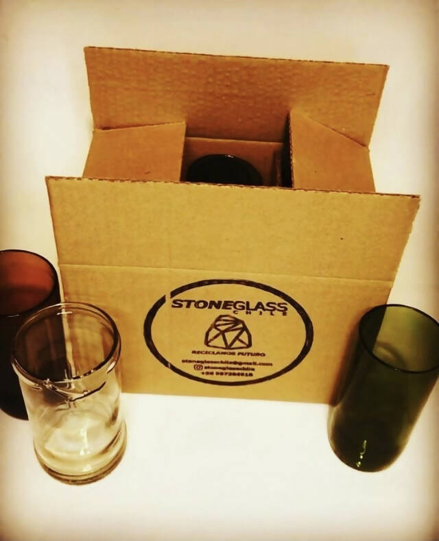 Stoneglass sixpack vasos verdes