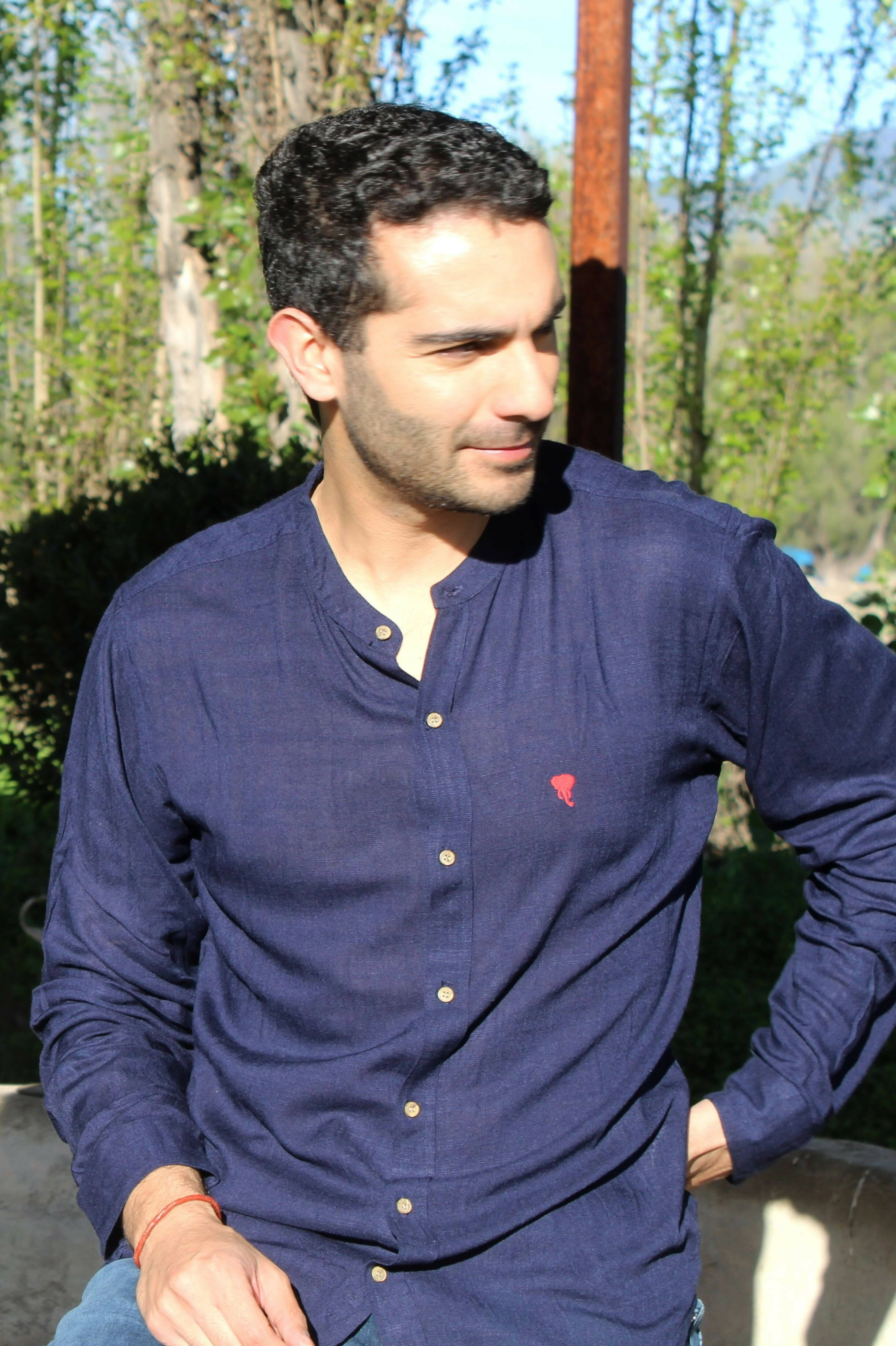 Camisa Jaipur Azul Marino Lino y Viscosa