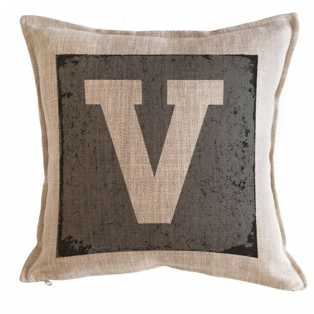 Cojín Letra Fondo Gris