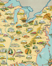 Mapa de Estados Unidos y sus Obras Públicas - Lámina