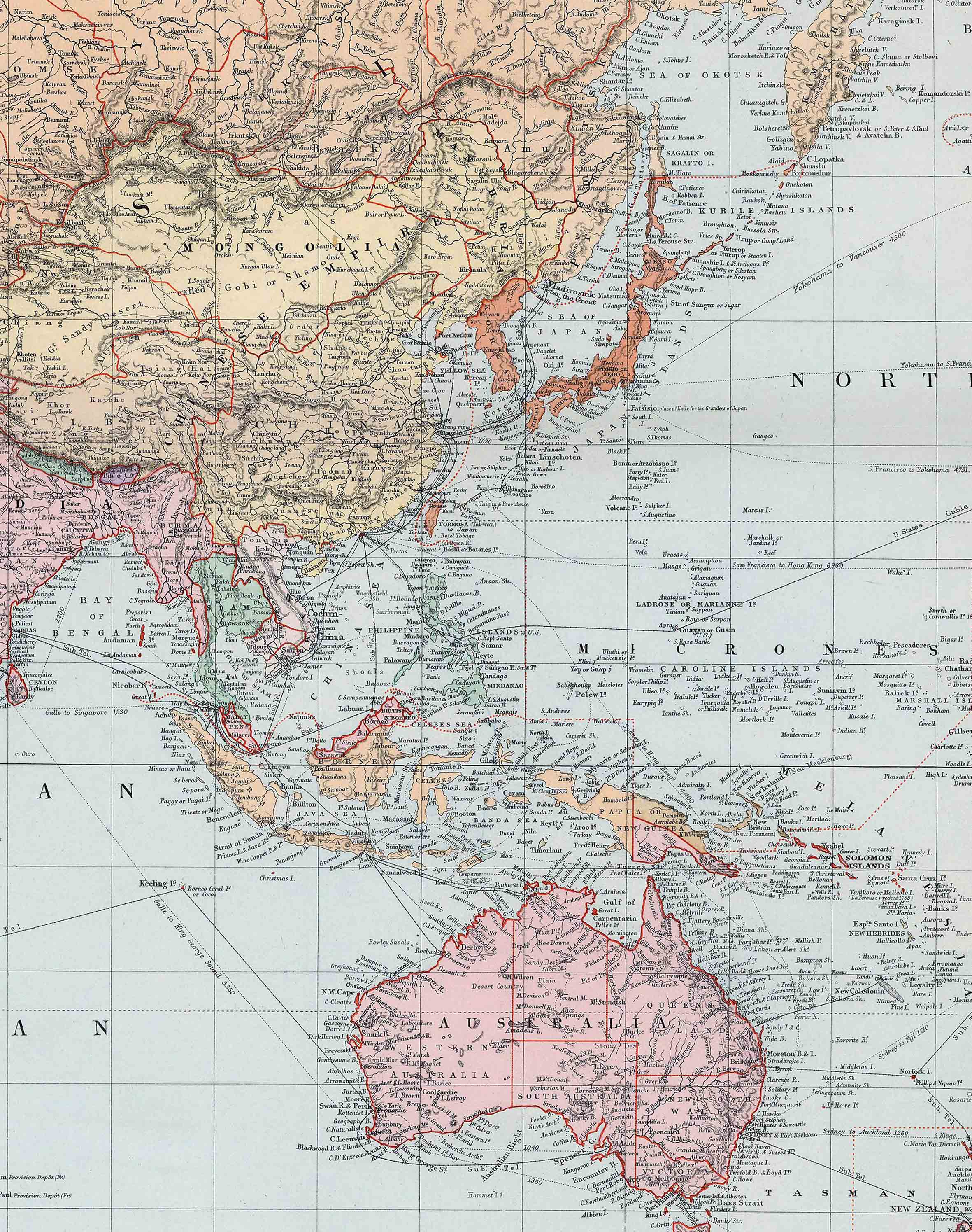 Mapa del Mundo Pacífico - Enmarcado A PEDIDO
