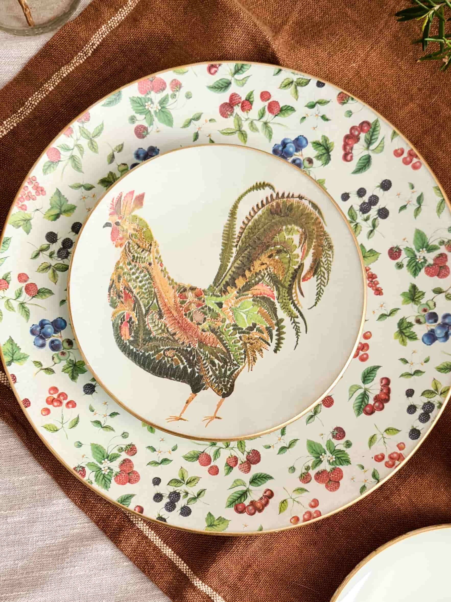 Conjunto Platos redondo Gallina/ Gallo