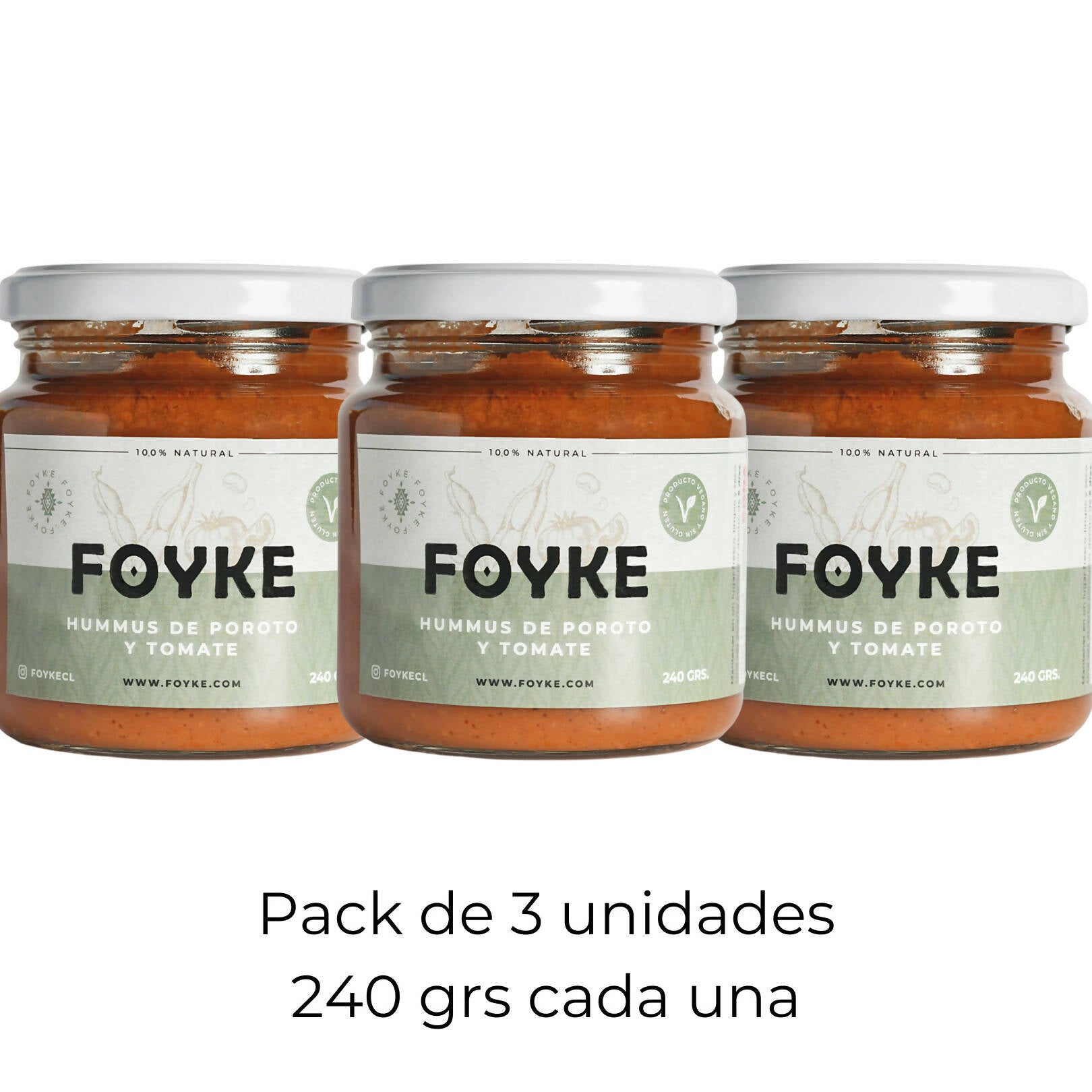 Hummus Poroto Tomate - Pack 3 Unidades de 240 g