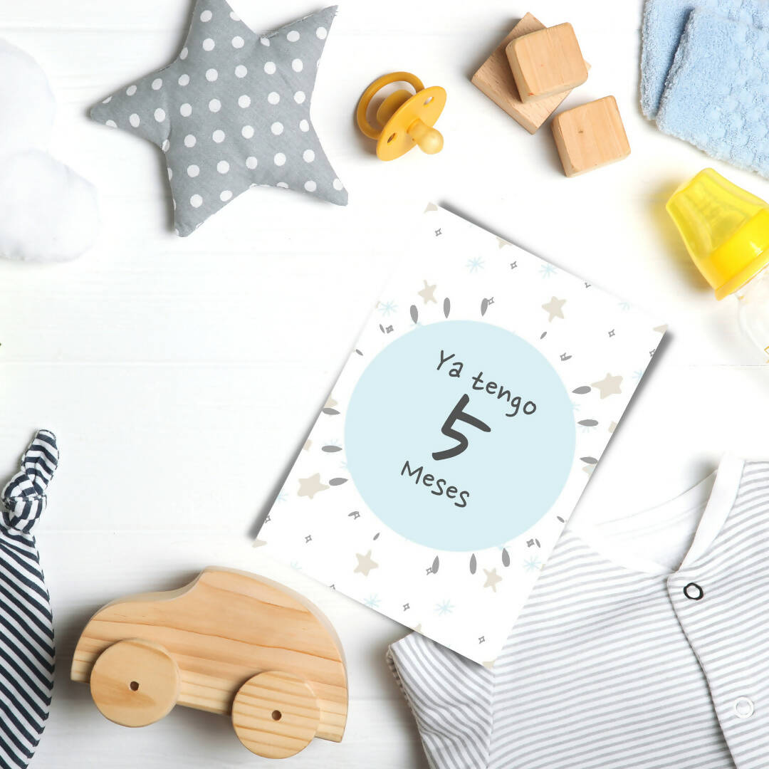 Tarjetas Meses Bebé "Tempo Gris"