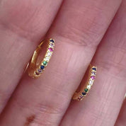 Mini argollas con circones de colores