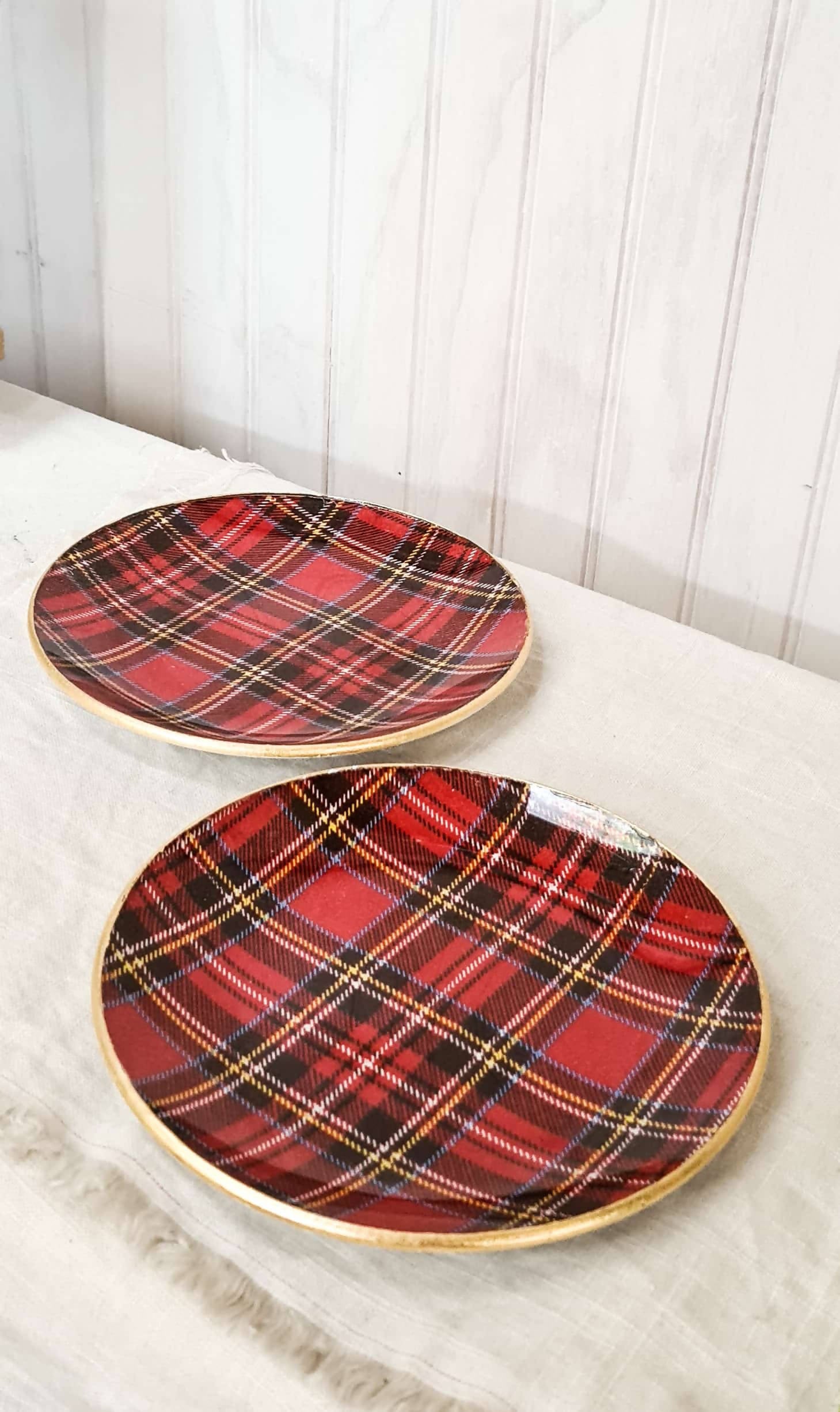 NAVIDAD Plato 15 cm escocés redondo