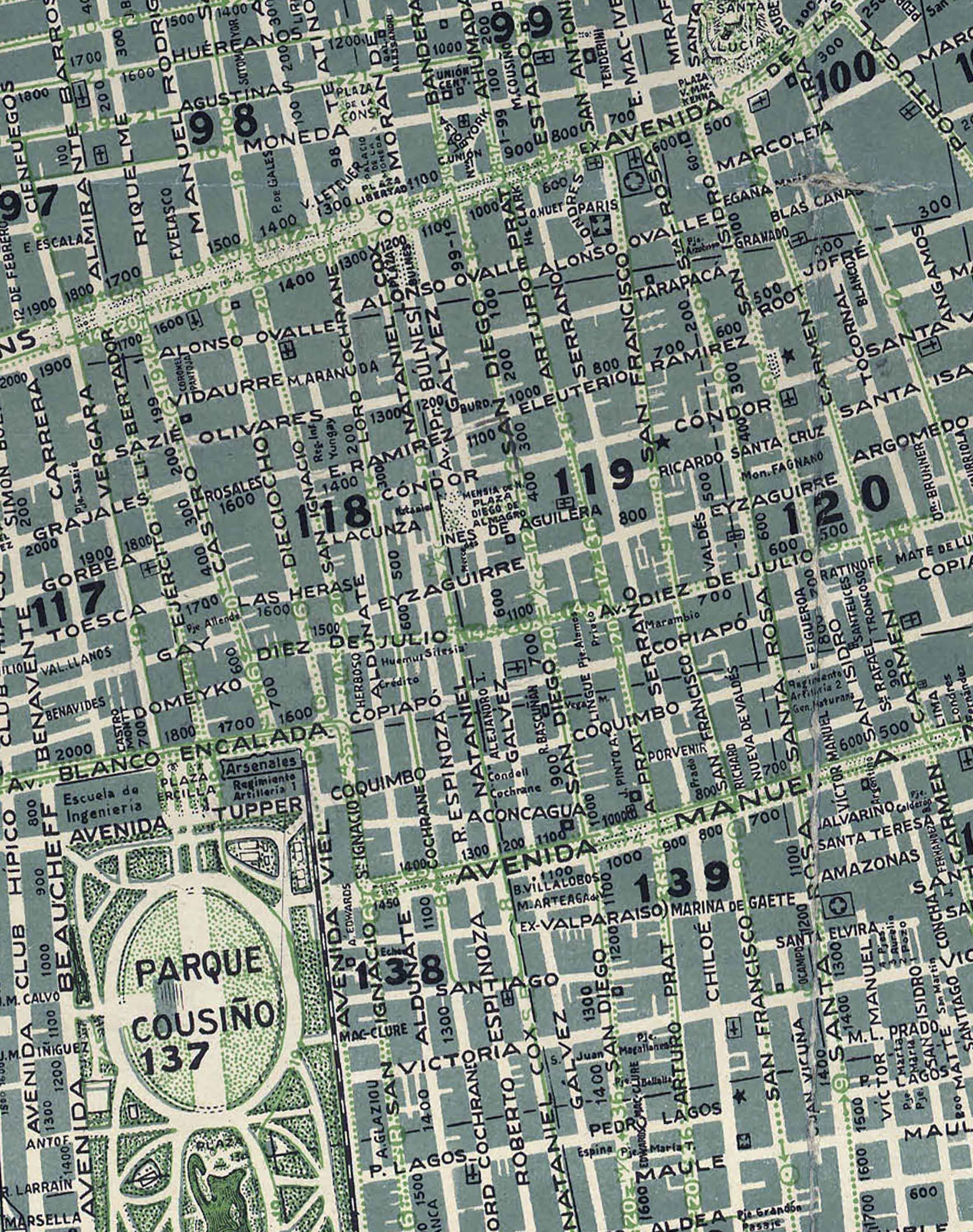 Plano de Santiago en 1939 - Lámina