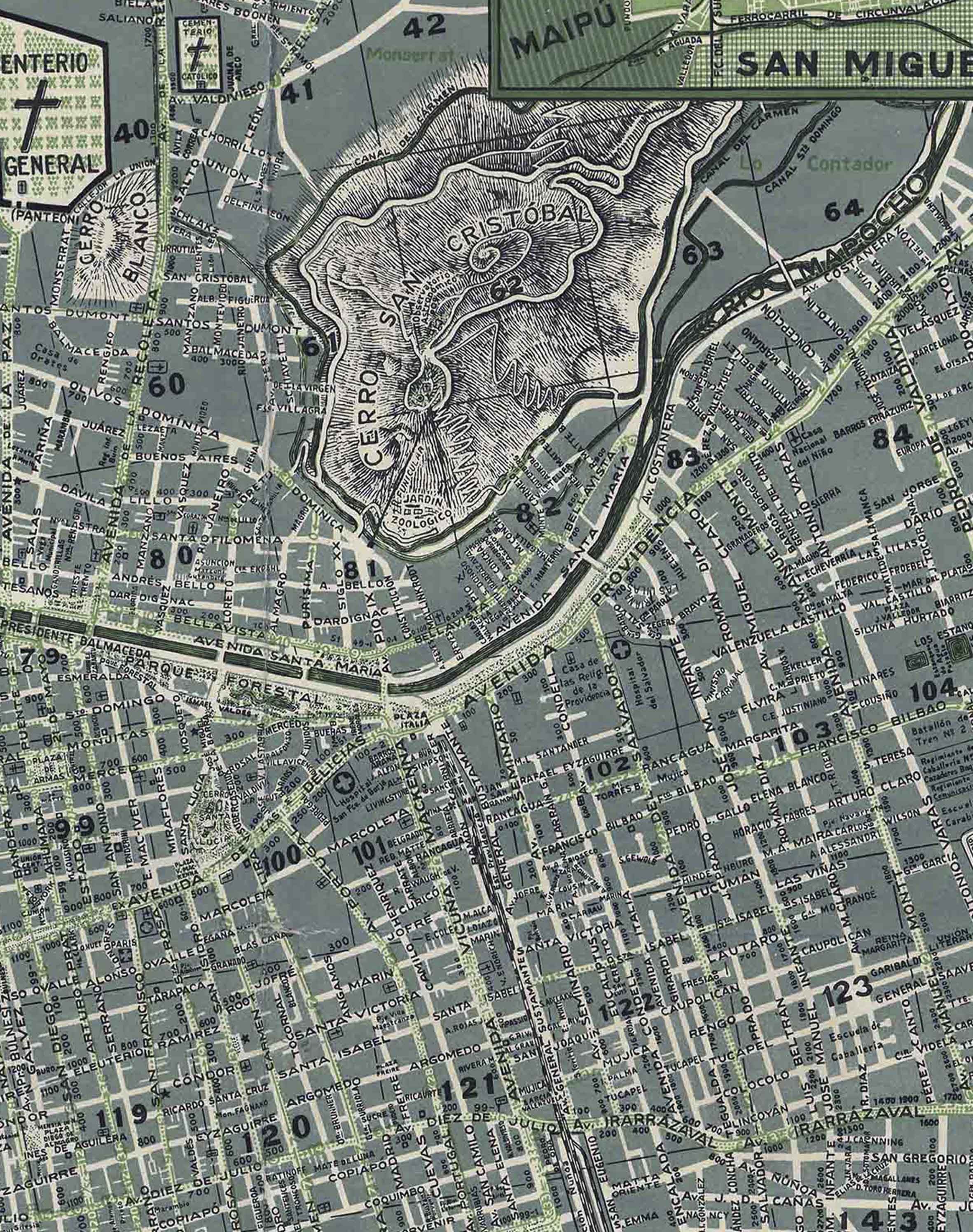 Plano de Santiago en 1939 - Lámina