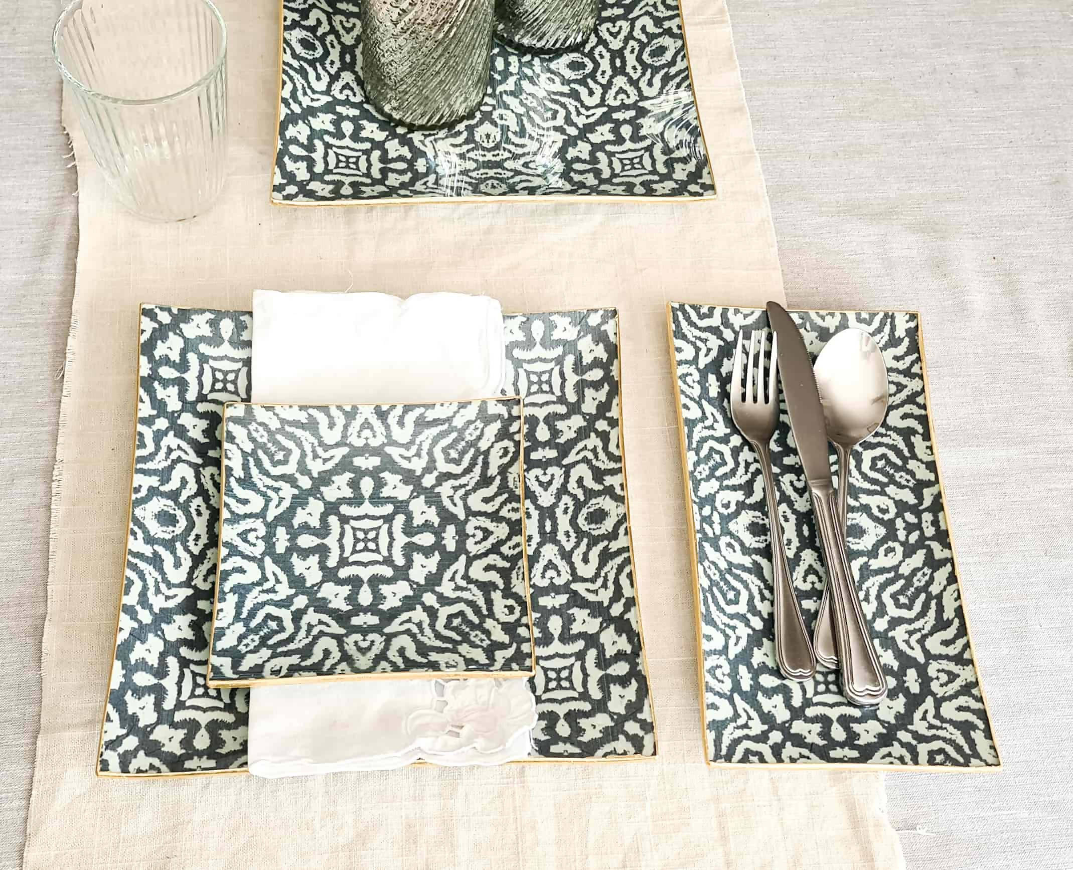 Bandeja Rectangular 12 x 24 cm, Etnico azul