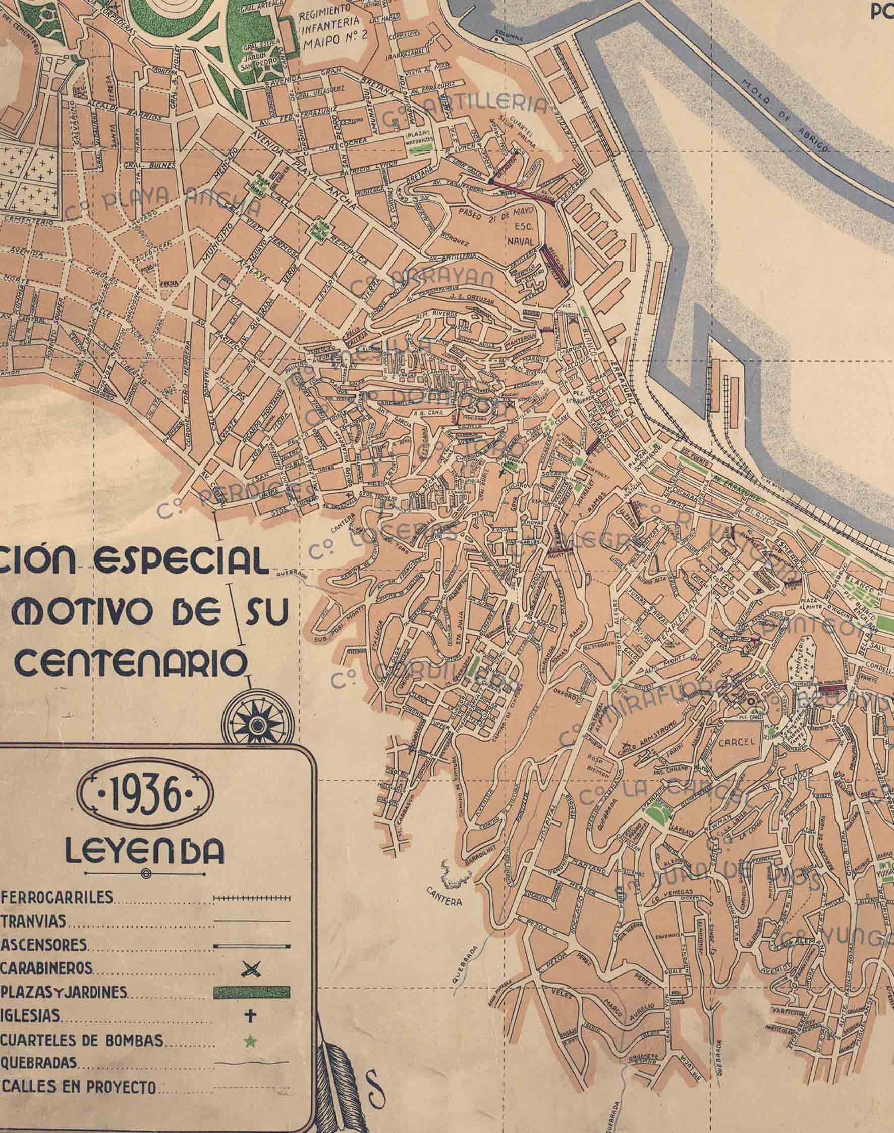 Plano de Valparaíso en 1936 - Lámina