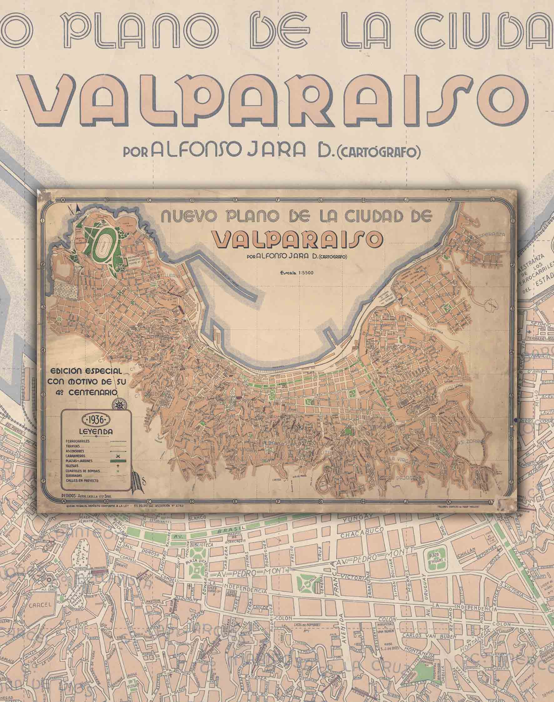 Plano de Valparaíso en 1936 - Lámina