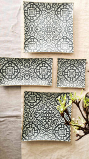 Bandeja Rectangular 12 x 24 cm, Etnico azul