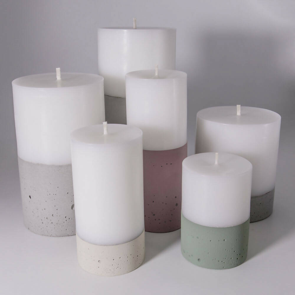 Conjunto 12E Velas Tierra Oscuro y Velones Naturales Küme