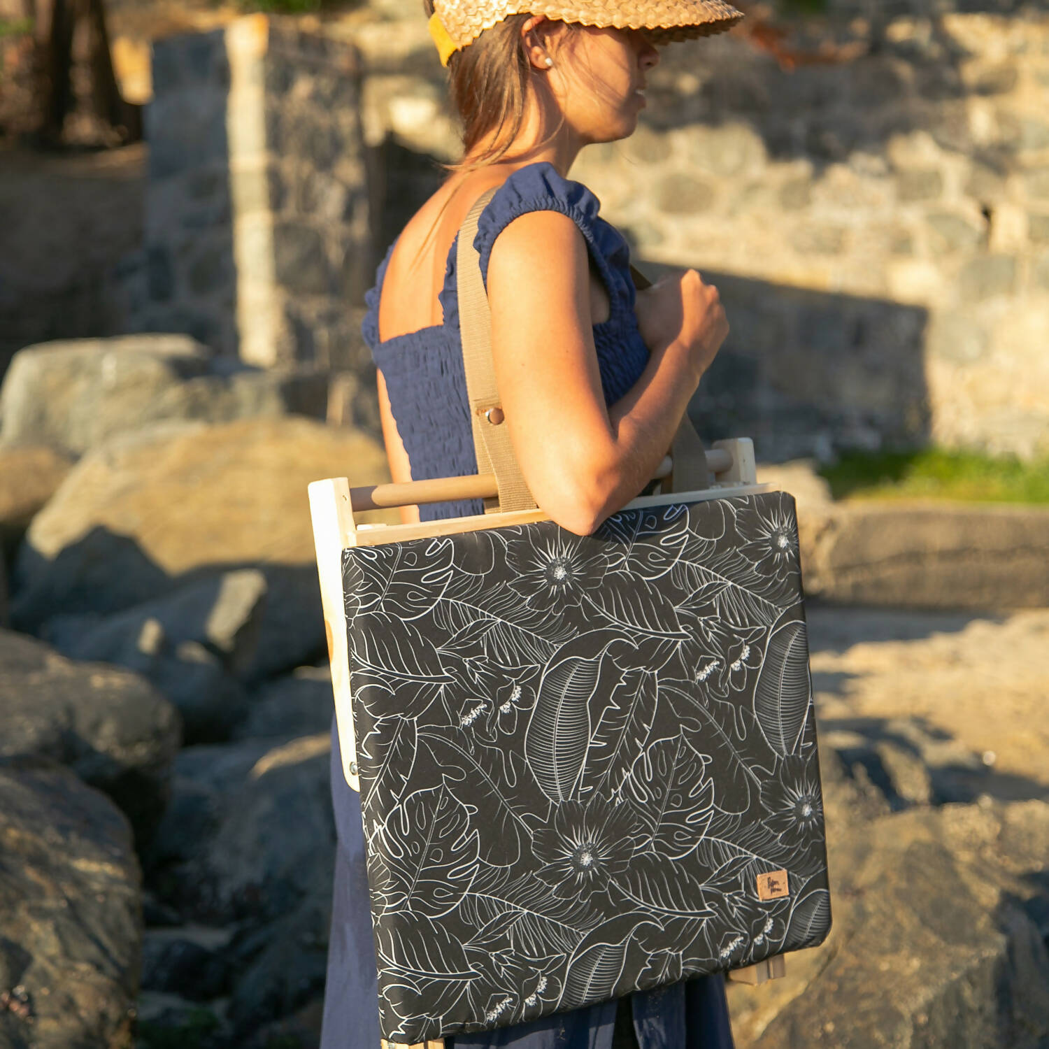 Reposera o respaldo de playa botánico negro Paper Home