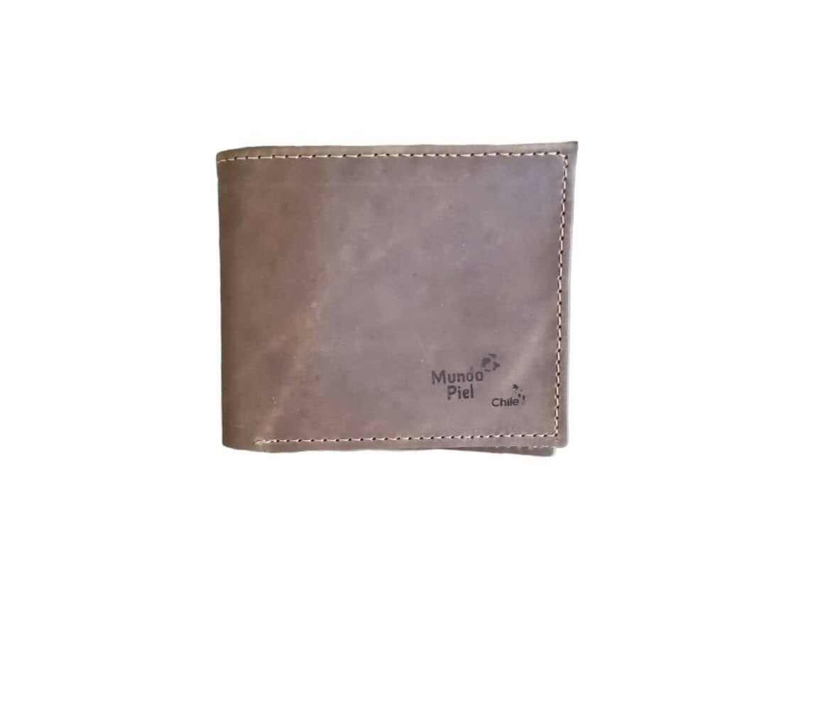 Billetera Hombre Cuero Café Claro Graso