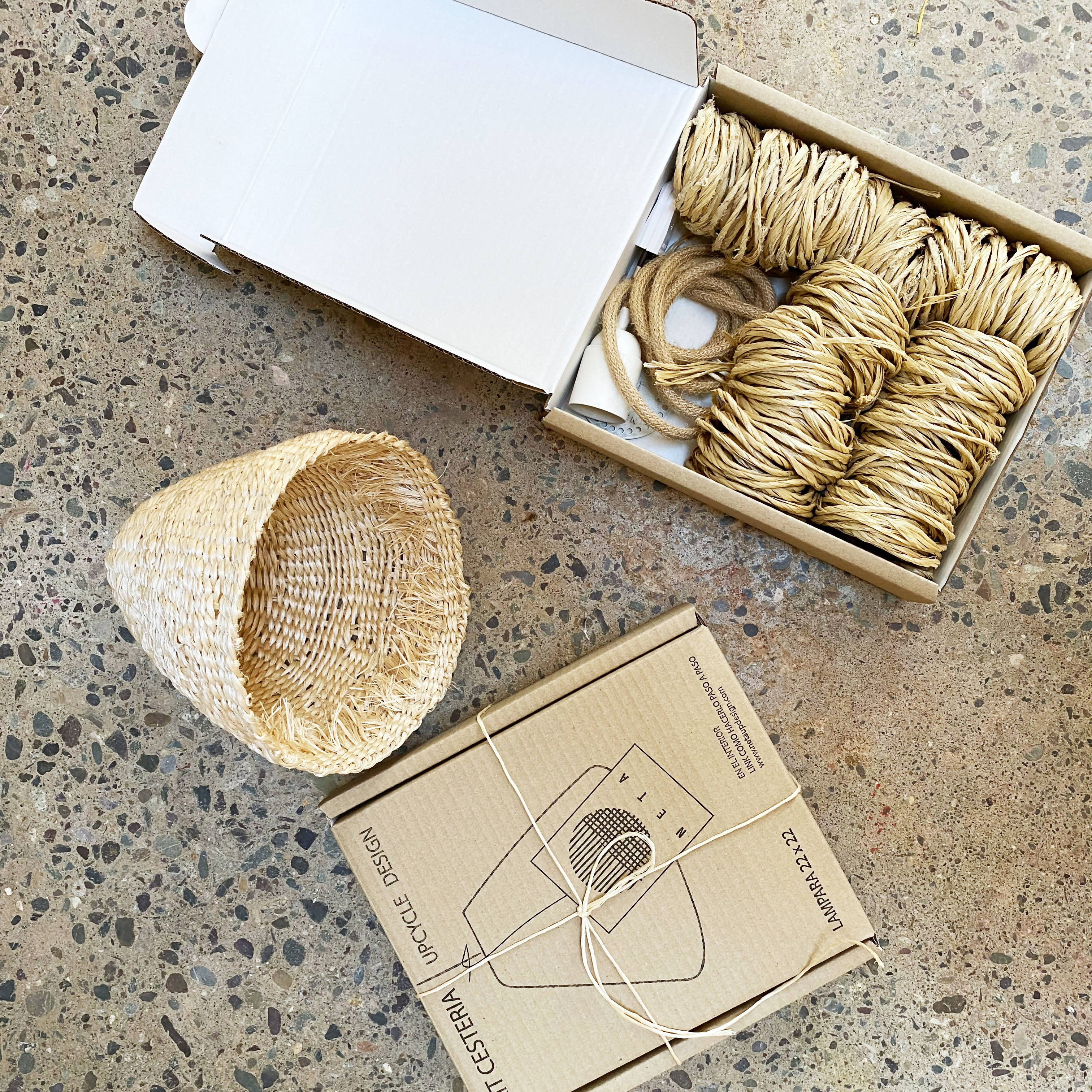 KIT de Cestería Lámpara 22x22cm cuerda beige