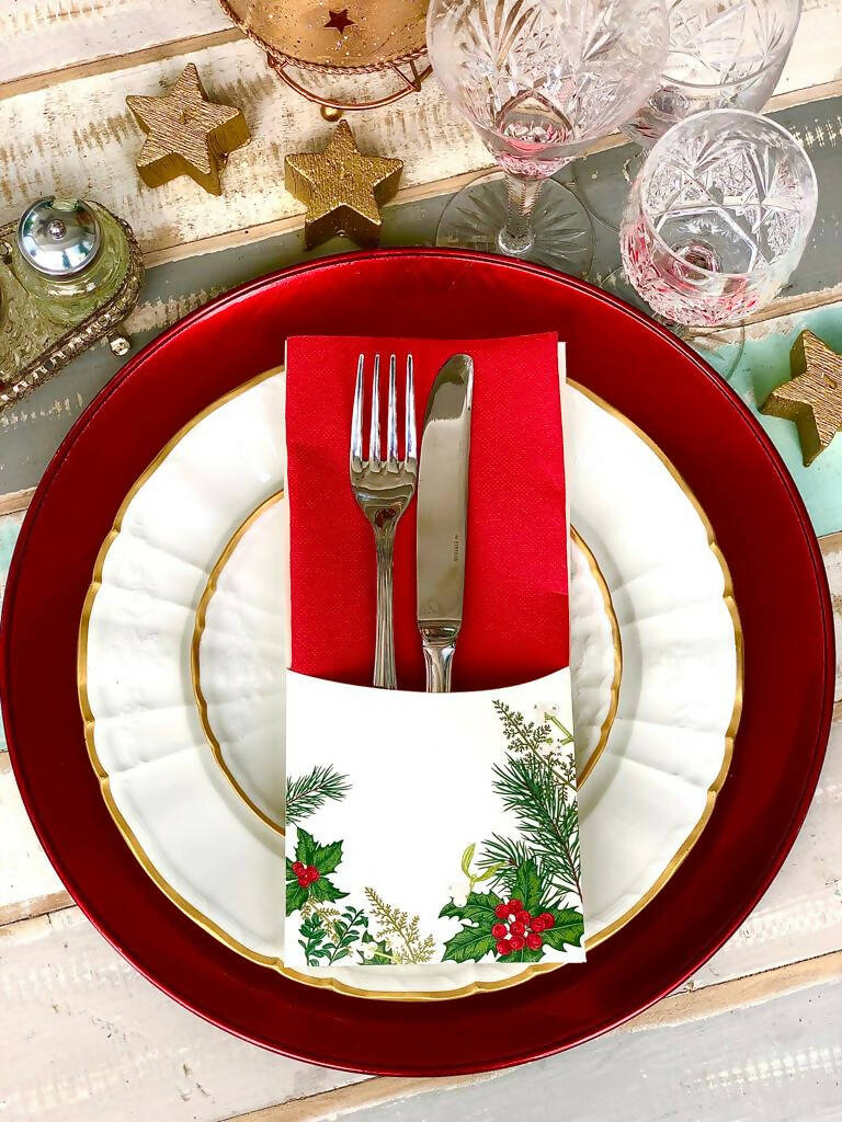 Porta Cubierto Hojas Navidad