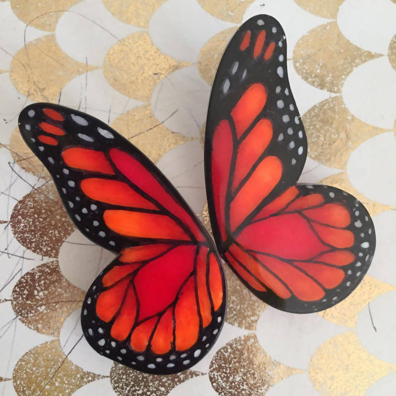 Aros Semi Mariposa Monarca M con Pin