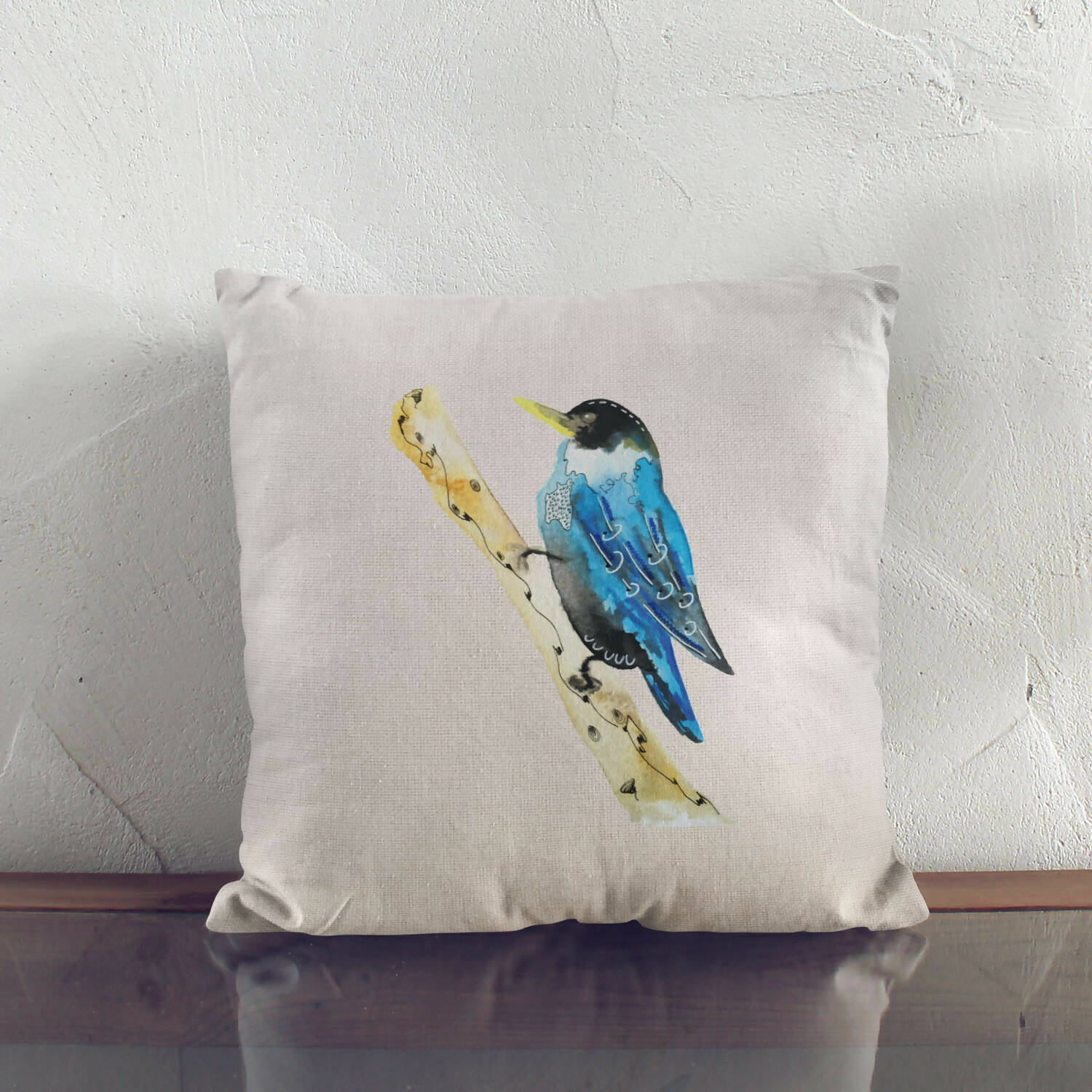 Cojín con relleno 45 x 45 cm pájaro azul Paper Home