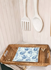 Plato Fondo Flores azules cuadrado