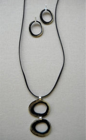 ARO PLATA ARGOLLA PALO CUERNO NEGRO BEIGE