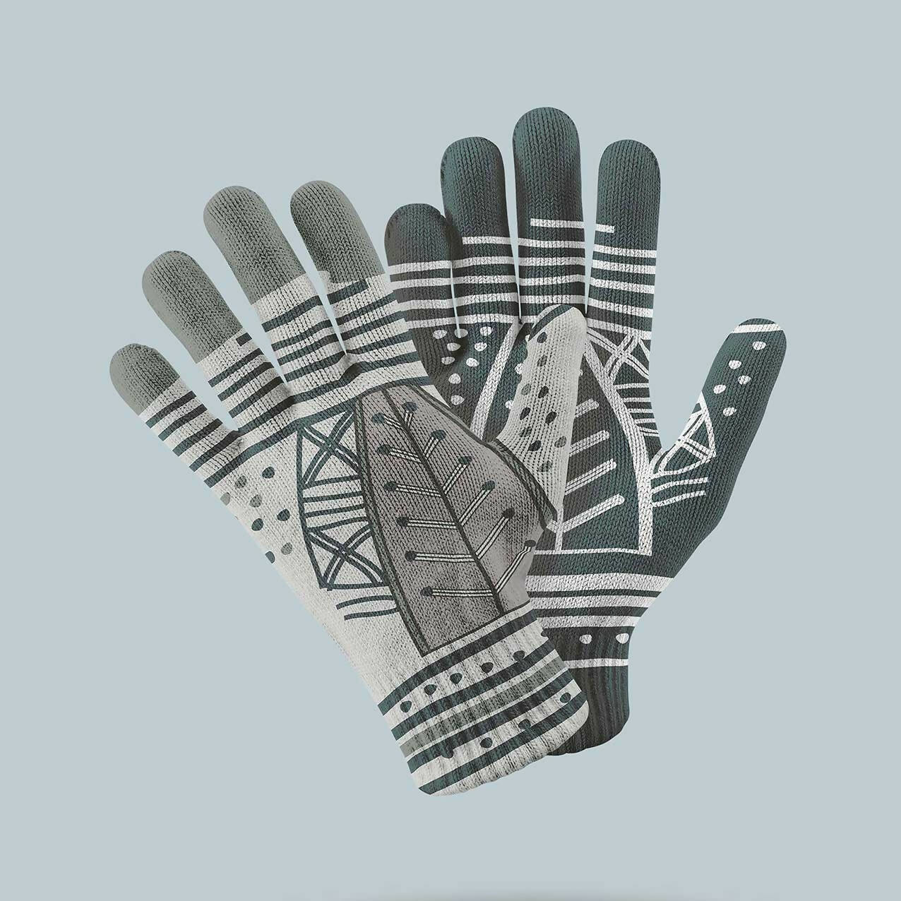 Guantes de Lana de Print Ceramica Diaguita Negro