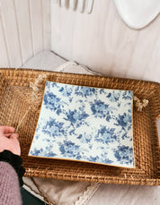 Plato Fondo Flores azules cuadrado