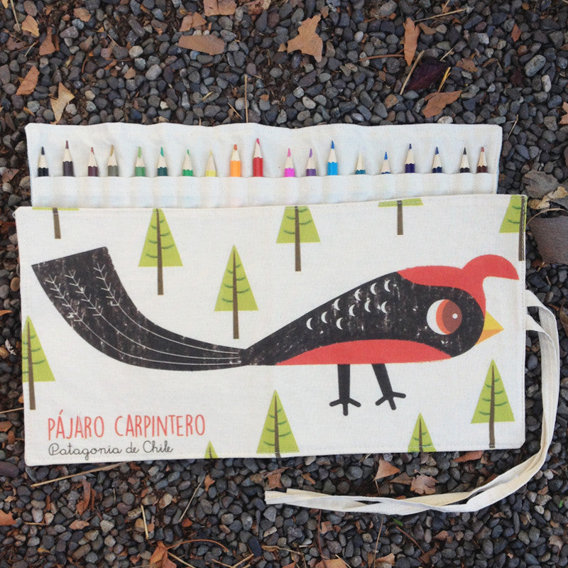 Estuche Lapicera "Pájaro carpintero" - Creado en Chile