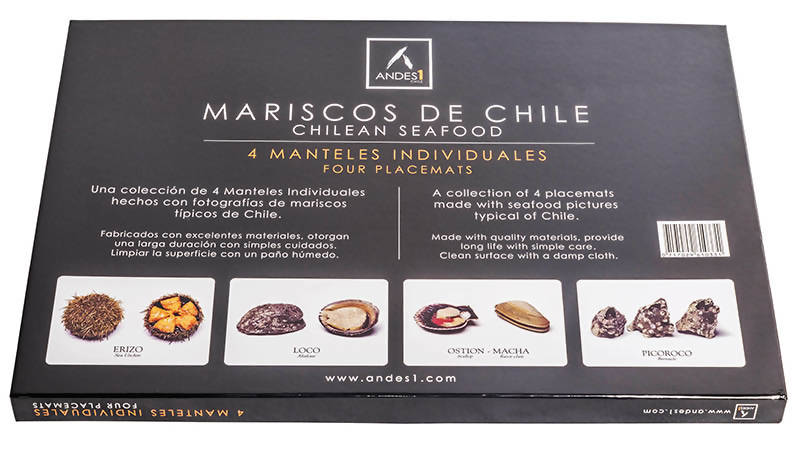 Set 4 individuales Mariscos de Chile Corcho-Madera