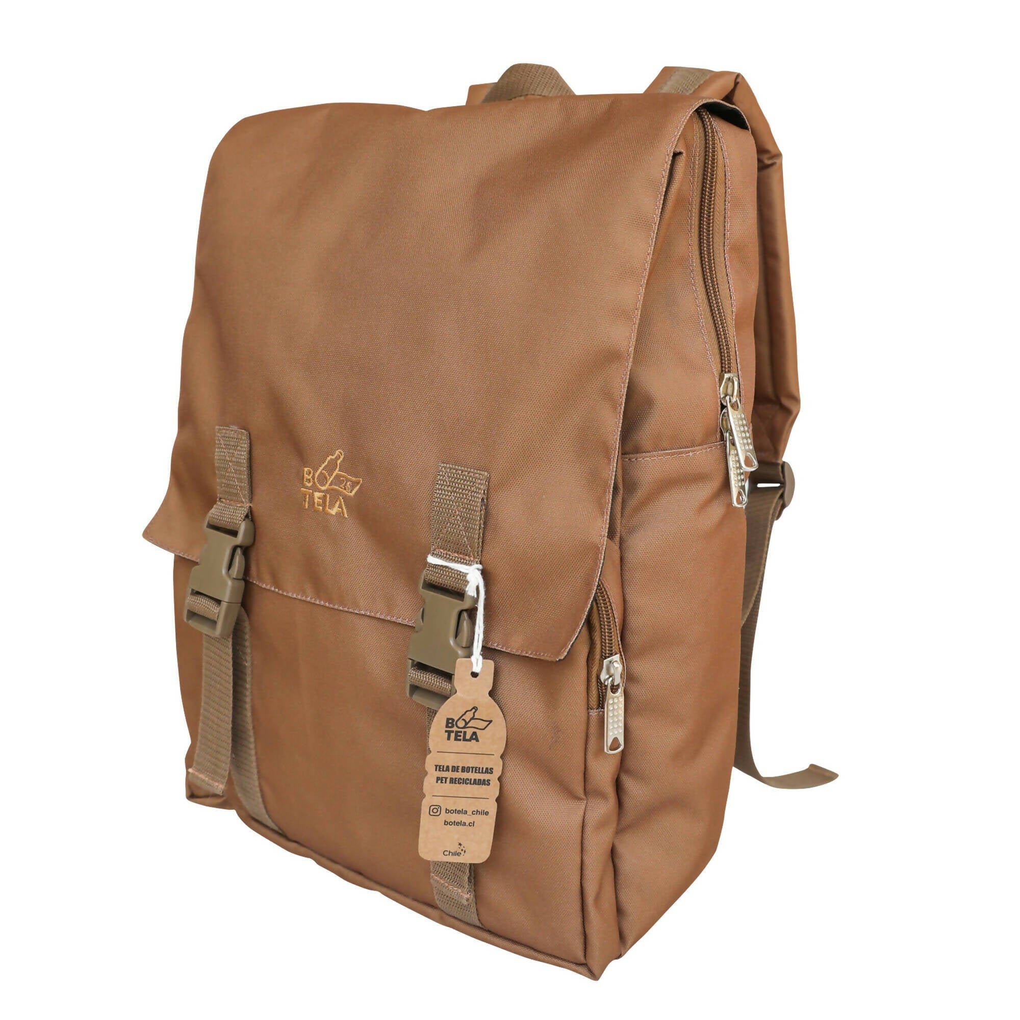 Mochila Notebook 15" Sustentable. Diseño Café.