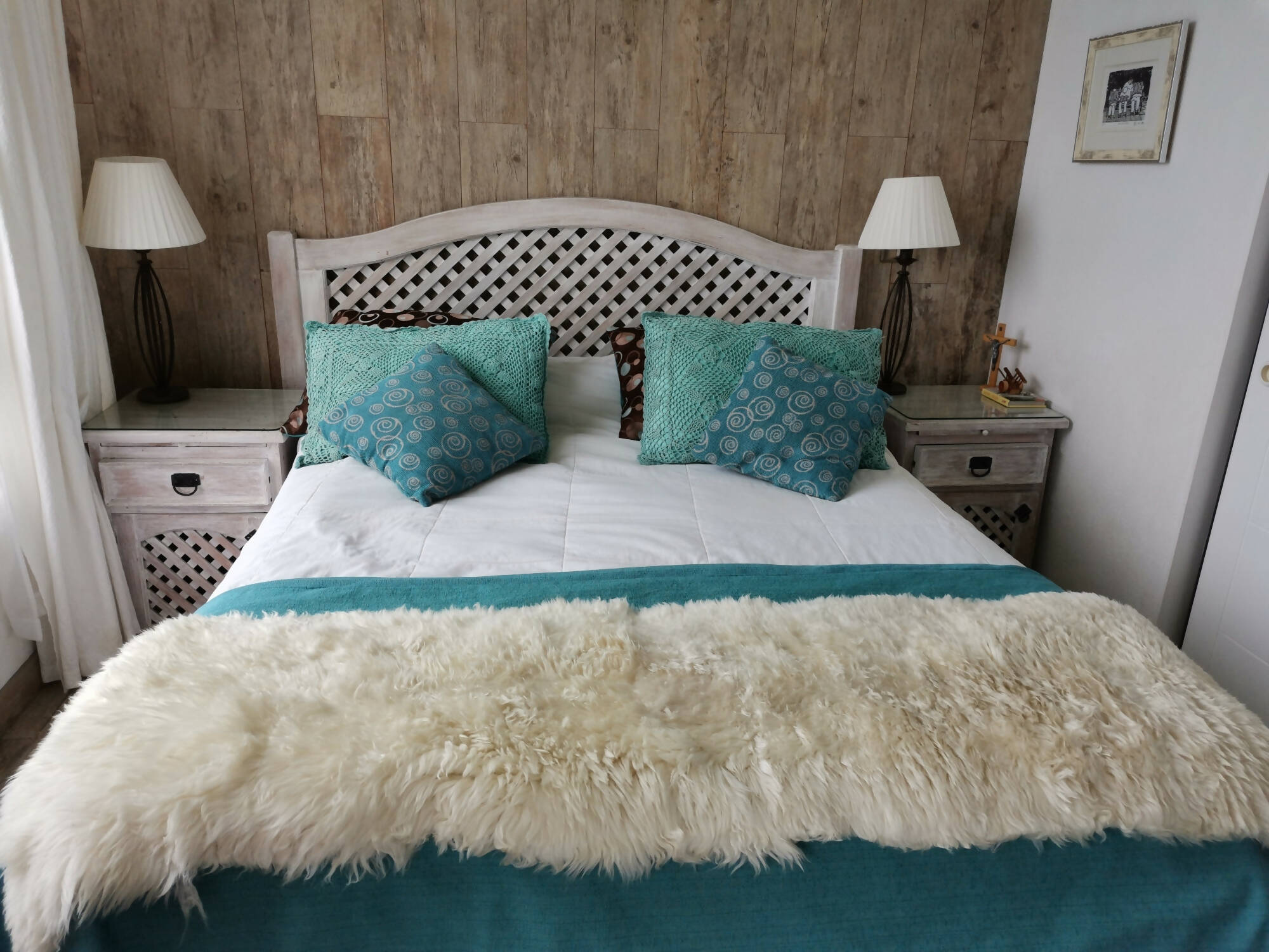 Piecera Oveja Lana Natural Blanca Rectangular