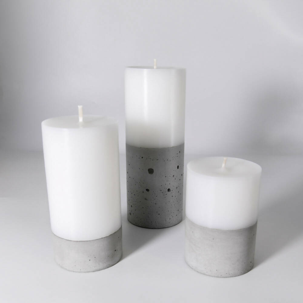 Pack 3 Velas con hormigón Natural L (18cm, 14cm,10cm) Küme