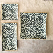 Plato cuadrado 15 cm, Etnico azul