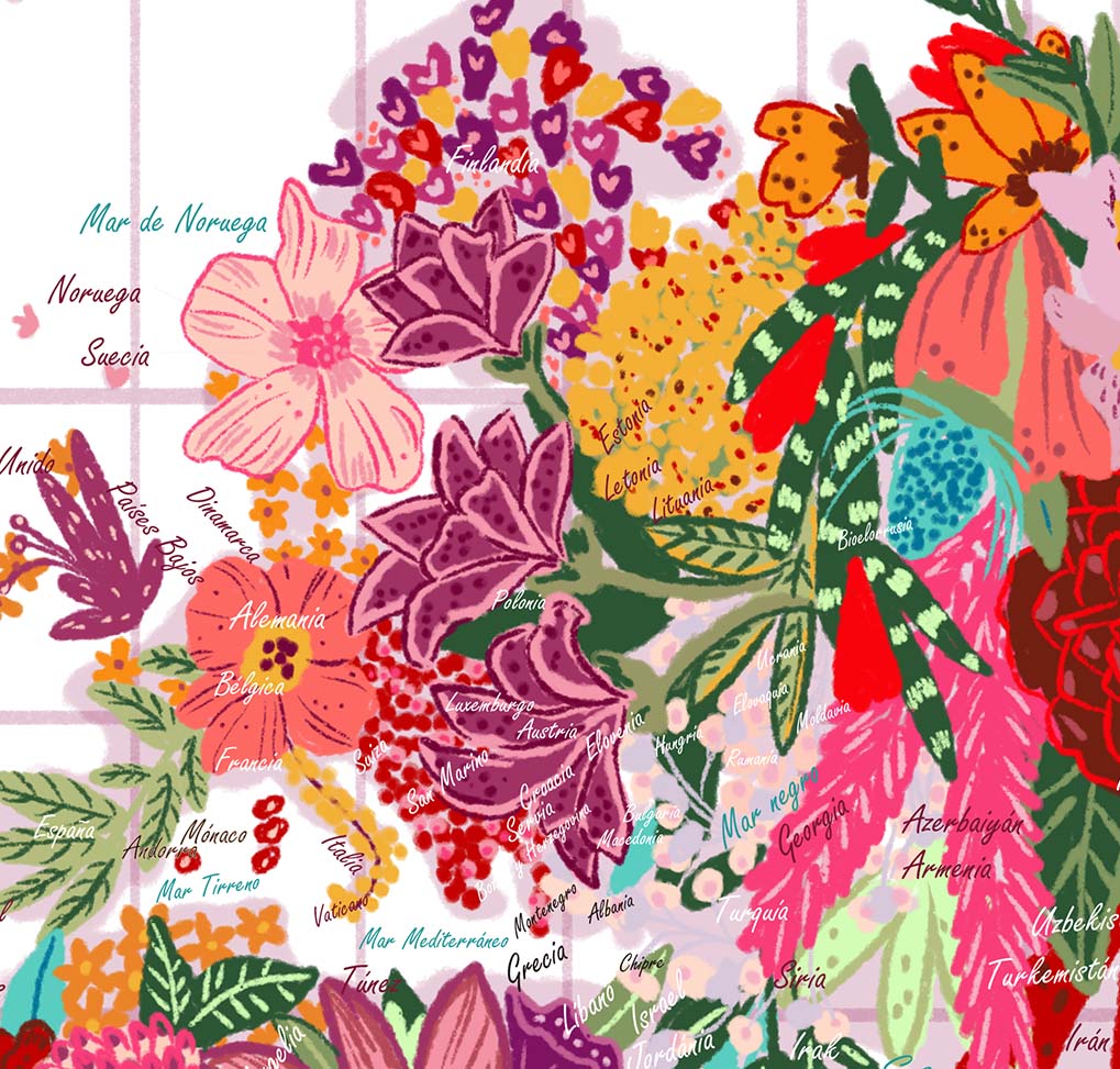 Mapa Mundi de Flores - Lámina