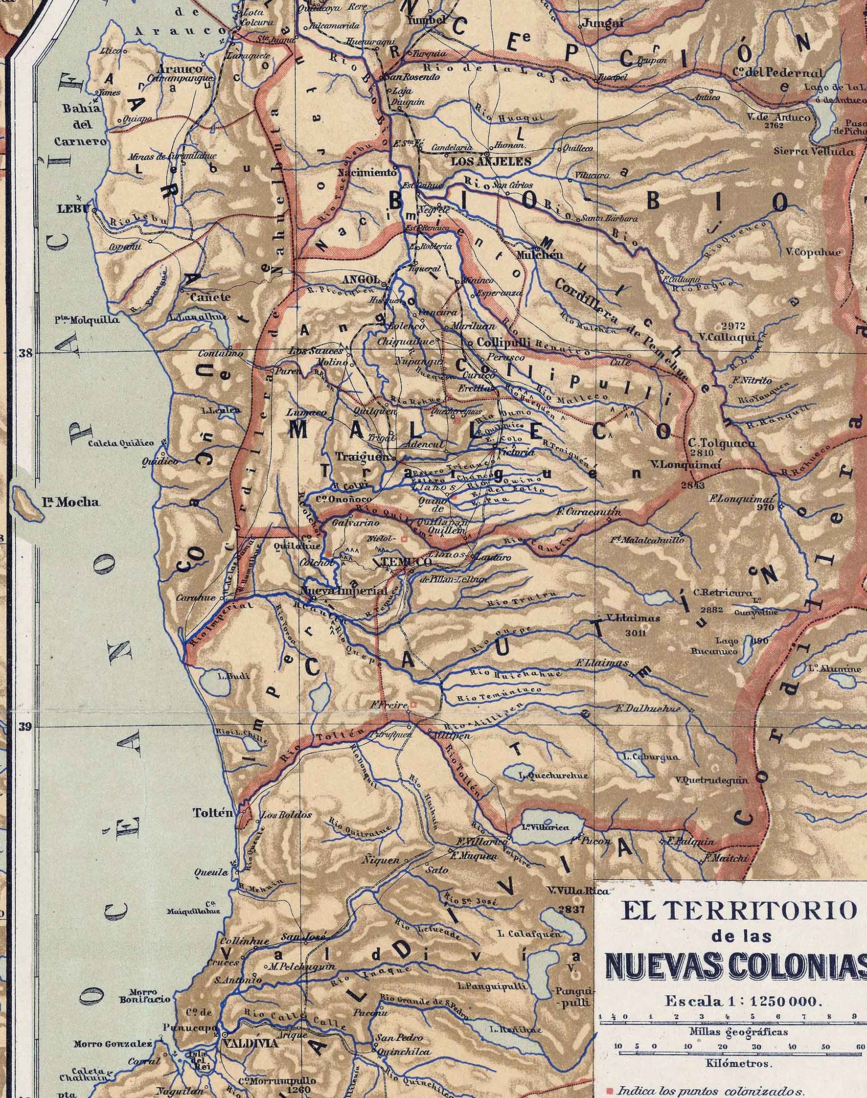 Mapa de Chile en 1891 - Lámina