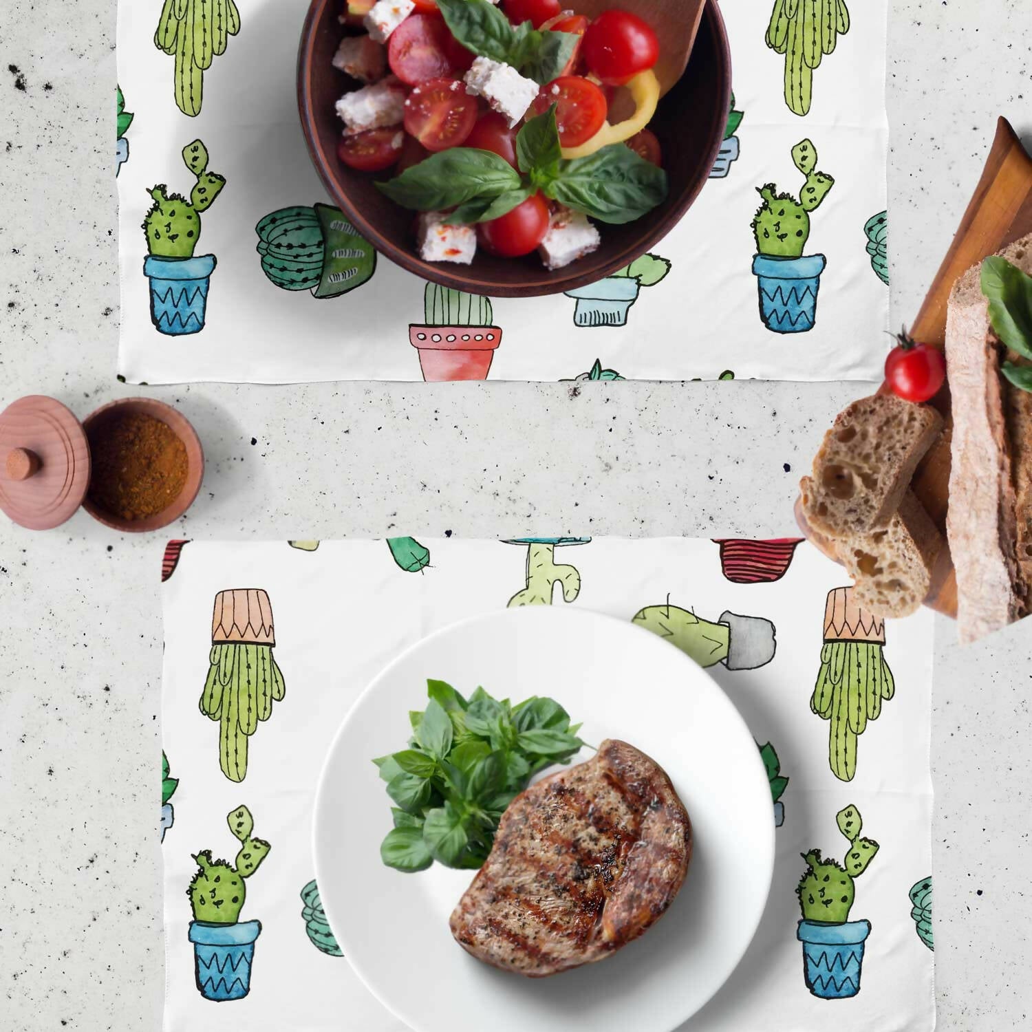 Set x 6 individuales anti manchas rectangulares cactus Paper Home