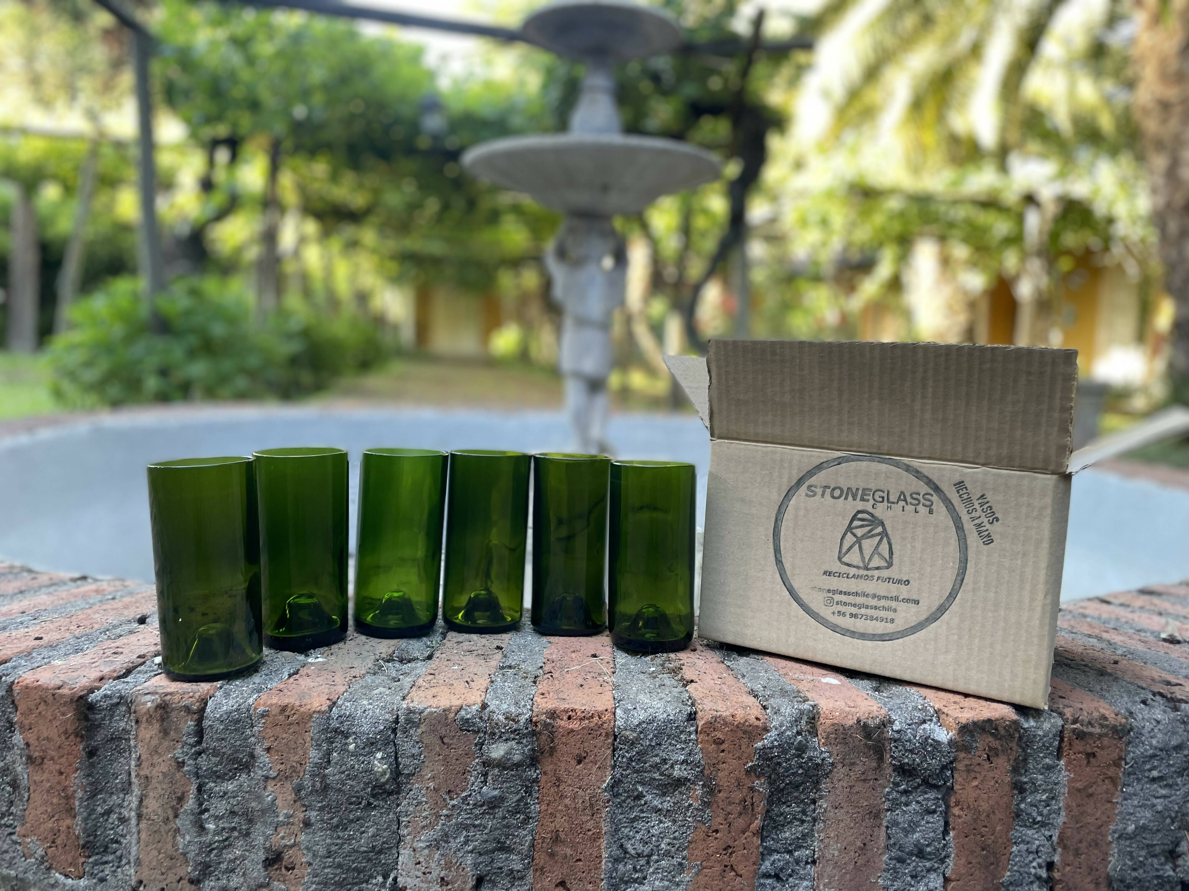 Stoneglass sixpack vasos verdes