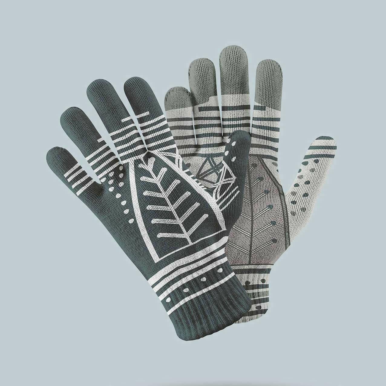 Guantes de Lana de Print Ceramica Diaguita Negro