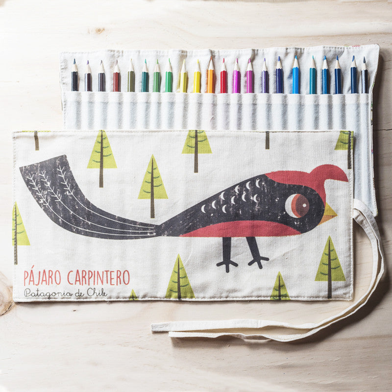 Estuche Lapicera "Pájaro carpintero" - Creado en Chile