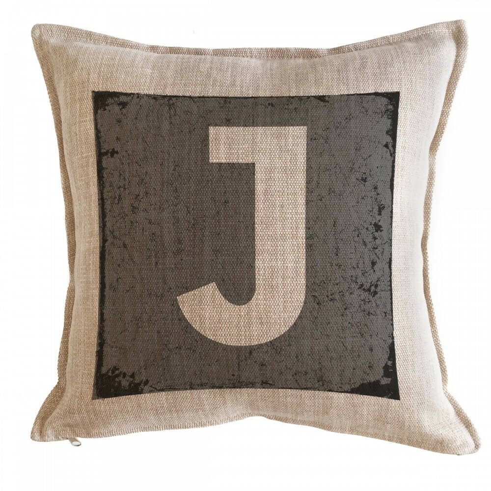 Cojín Letra Fondo Gris