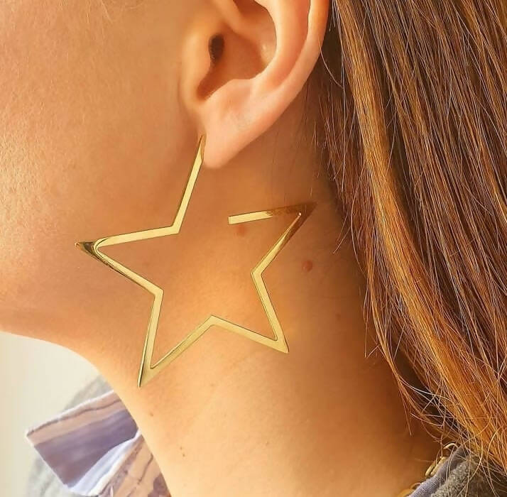 Aros estrellas XL baño oro