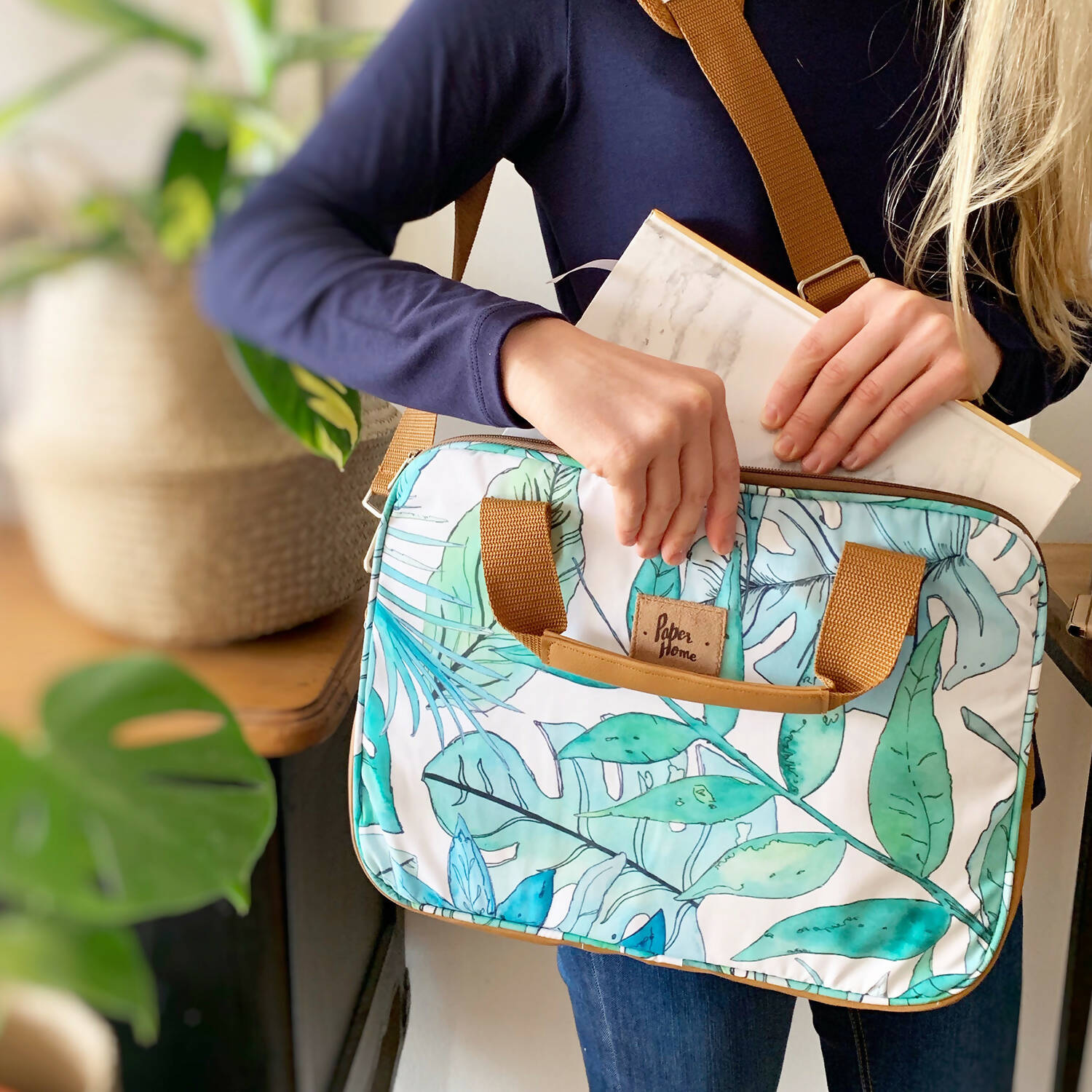 Bolso de notebook sustentable 13" y 14" pulgadas botánico Paper Home