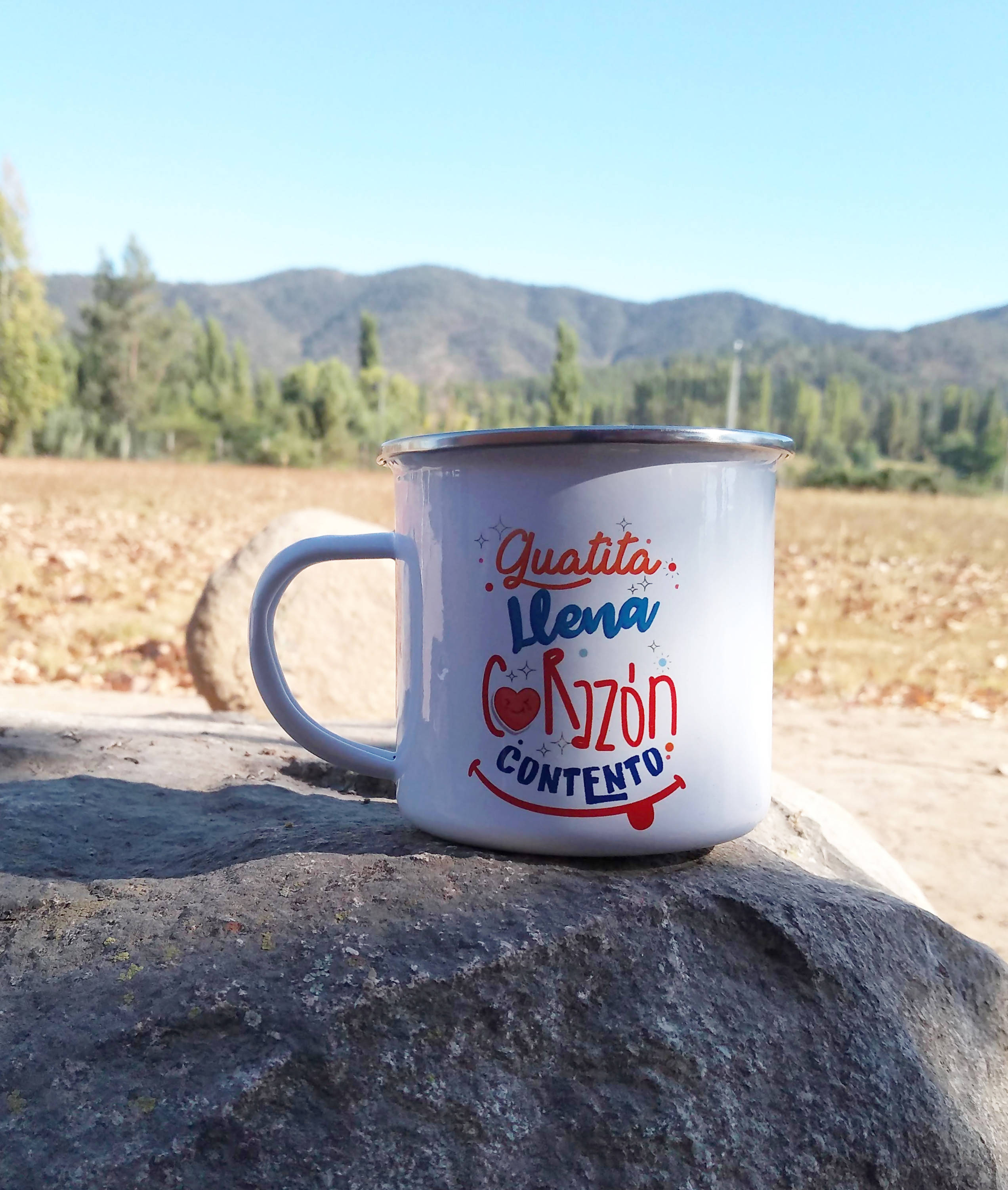 Tazón Enlozado "Guatita Llena corazón contento"
